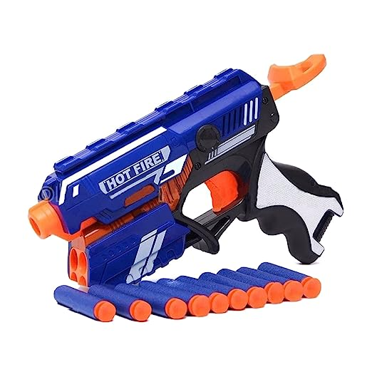 Foam Blaster Gun Toy, Safe And Long Range, 10 Bullets - Multicolor