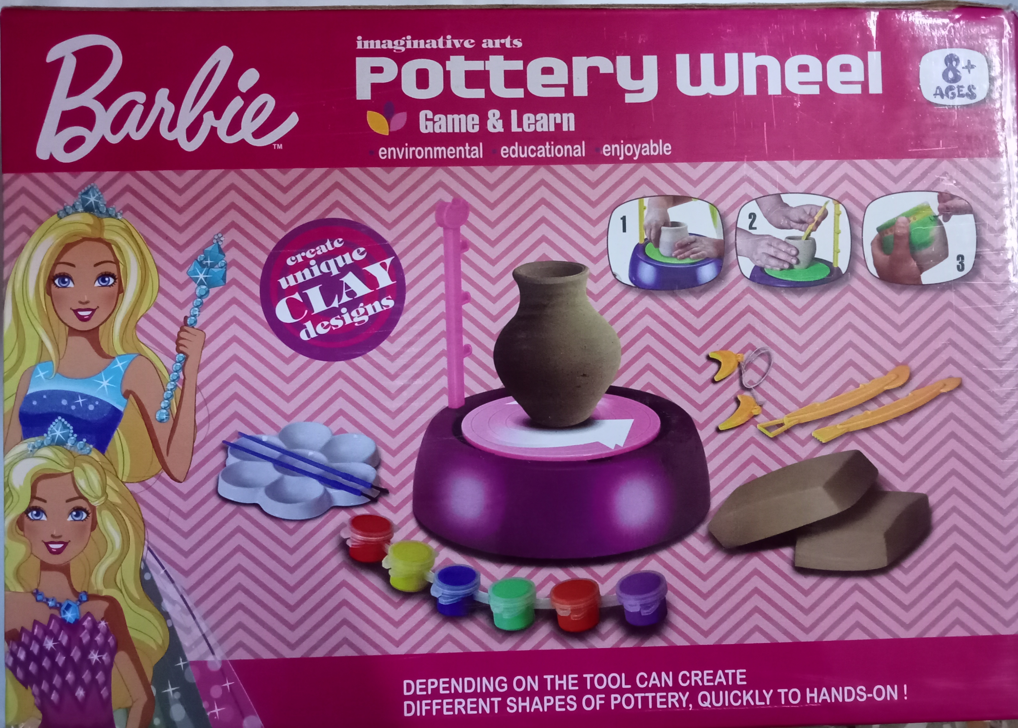 Barbie Pottery Wheel - Lattice Kids Pottery Wheel Pottery with Clay for Kids Play Game
