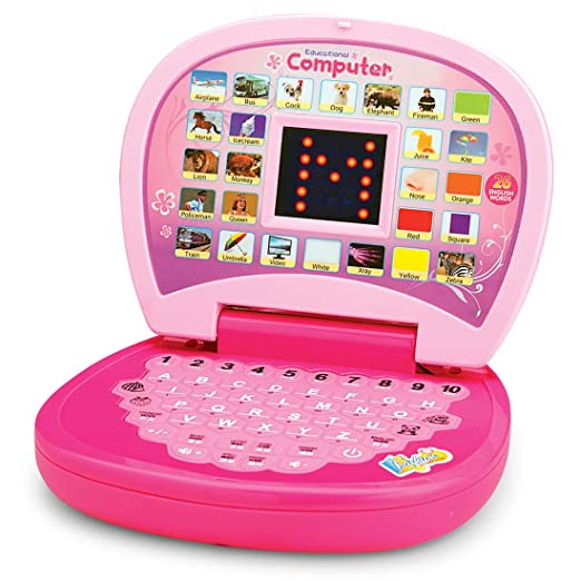 Computer with Screen Toy Baby Laptops for Kids 3-6 Years Activity Number & Alphabet Charts for Kids Learning Educational Toy with Sound and Music(Pink)