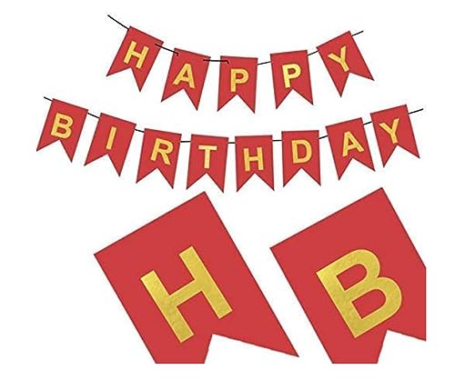 Happy Birthday Banner Bday Celebrations Decoration - red color