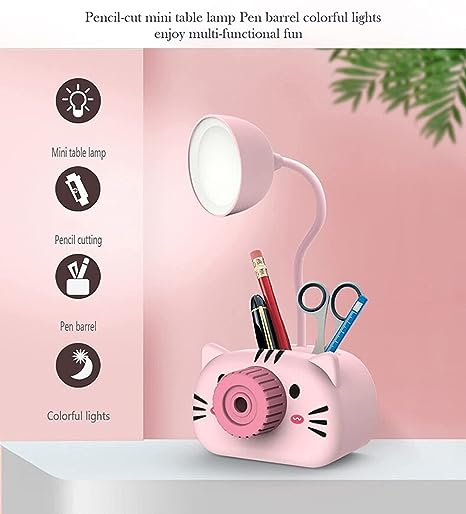LED Lamp for kids with Pencil Shaper, Pen Barrel and Colorful Lights, Beautiful Design, with Charging Cable