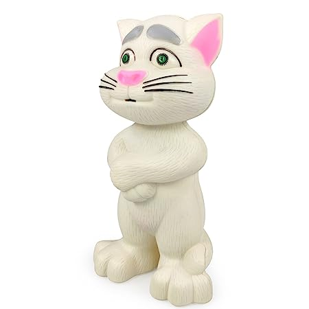 Repeating Words Talking Tom Cat Toy for Kids with Songs and Stories in Funny Tone Talking Cat White