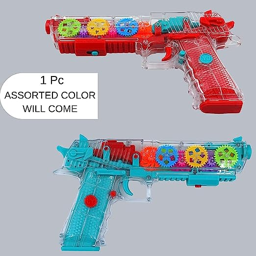 Musical and 3D Lights Kids Transparent Gun, Gears Concept Gun Toys