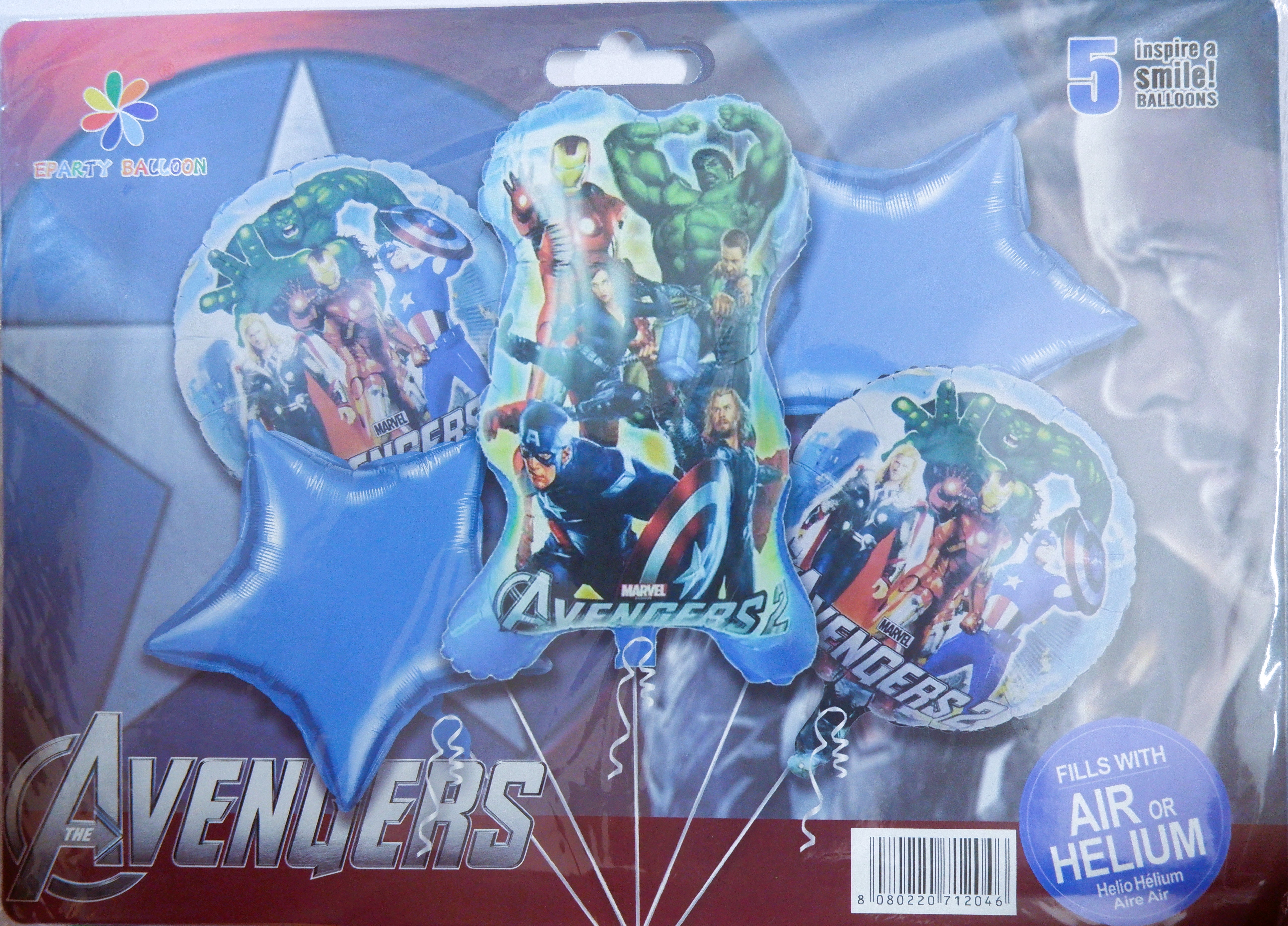 Balloons - Avengers Characters & Star Theme Foil Balloon for birthday theme Party Decoration 5 Set